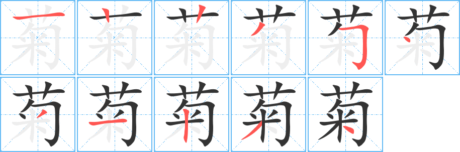 菊字笔顺怎么写