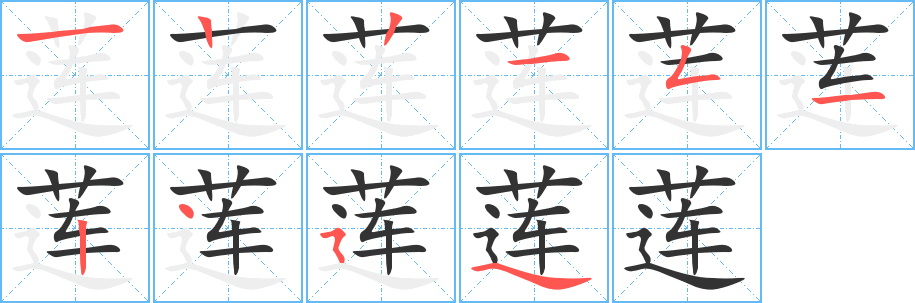 莲字笔顺怎么写