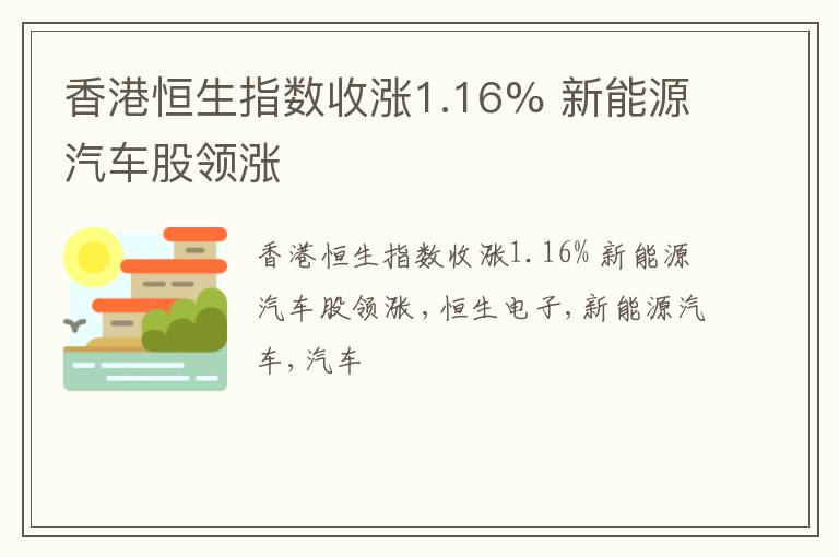 香港恒生指数收涨1.16% 新能源汽车股领涨