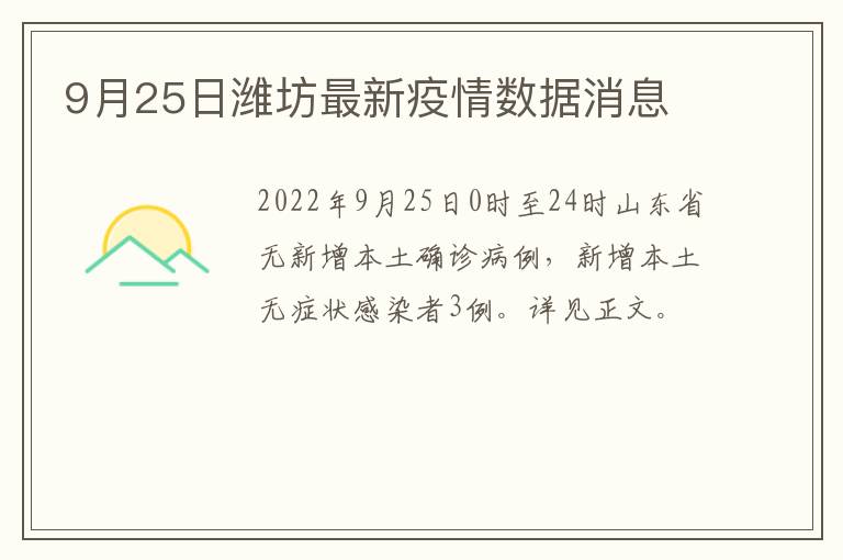 9月25日潍坊最新疫情数据消息