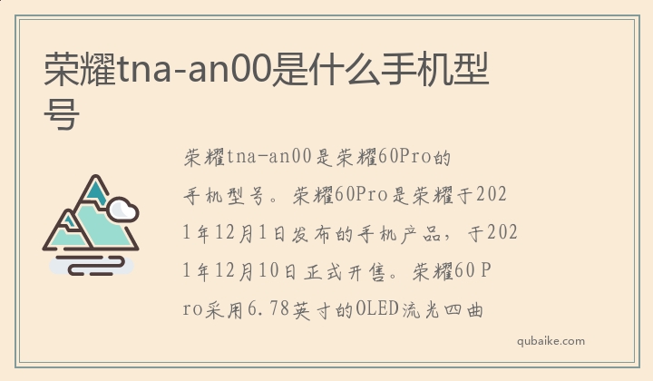 荣耀tna-an00是什么手机型号