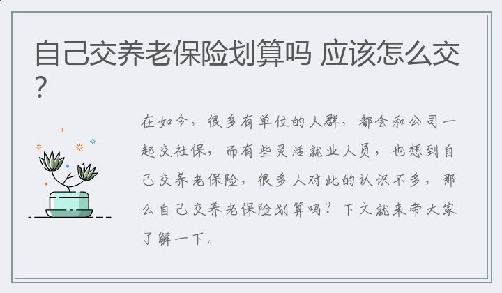 自己交养老保险划算吗 应该怎么交？