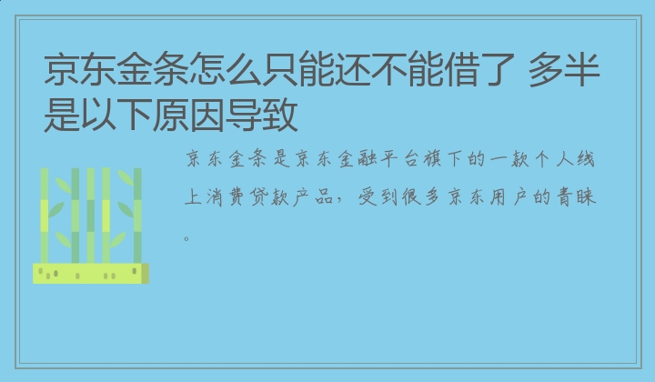 京东金条怎么只能还不能借了 多半是以下原因导致