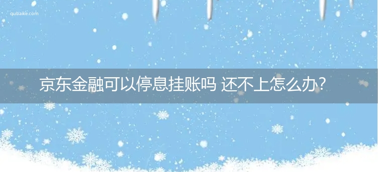 京东金融可以停息挂账吗 还不上怎么办？