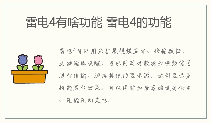 雷电4有啥功能 雷电4的功能