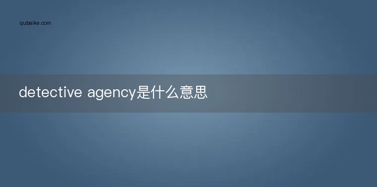 detective agency是什么意思