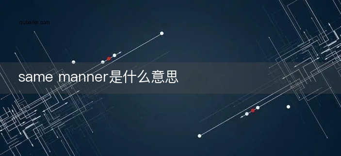 same manner是什么意思