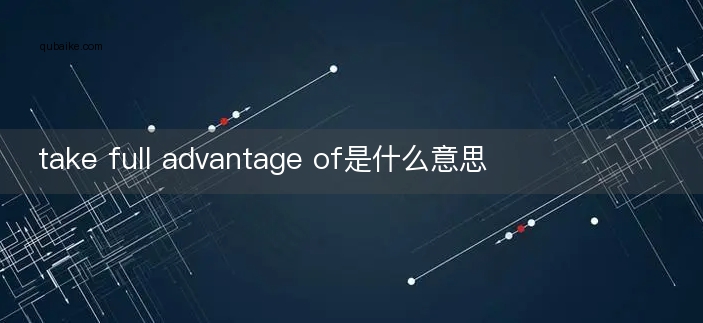 take full advantage of是什么意思