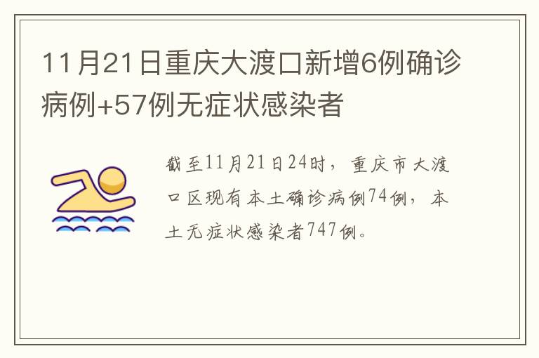 11月21日重庆大渡口新增6例确诊病例+57例无症状感染者