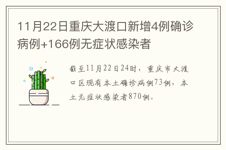 11月22日重庆大渡口新增4例确诊病例+166例无症状感染者