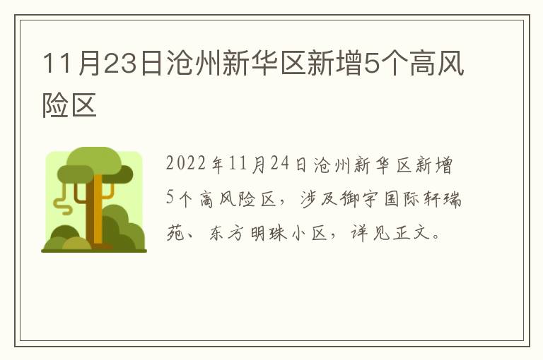 11月23日沧州新华区新增5个高风险区