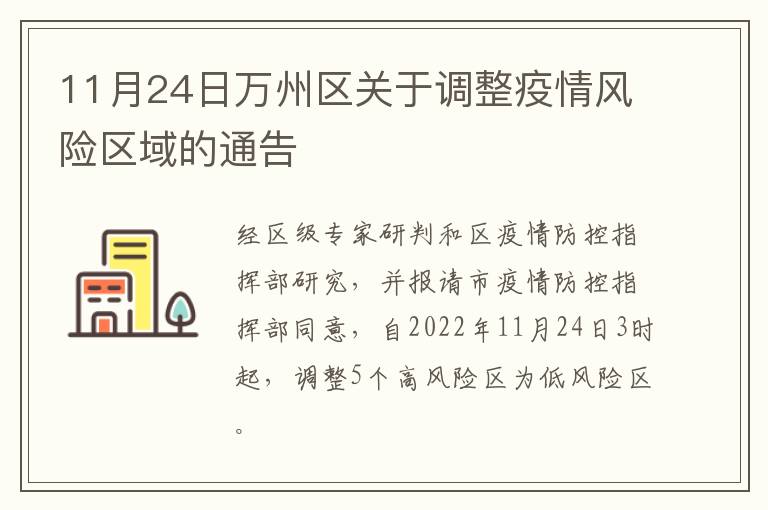 11月24日万州区关于调整疫情风险区域的通告