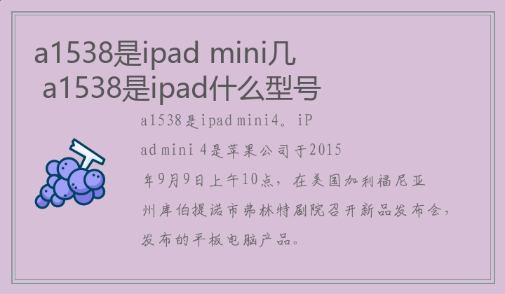 a1538是ipad mini几 a1538是ipad什么型号