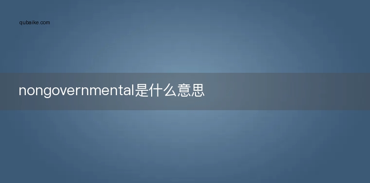 nongovernmental是什么意思