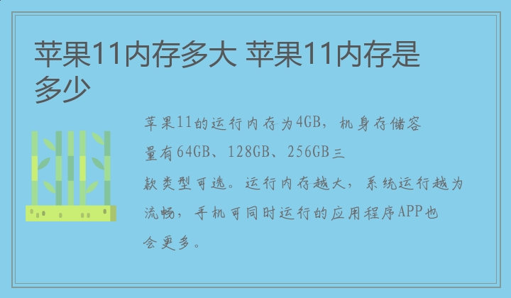 苹果11内存多大 苹果11内存是多少