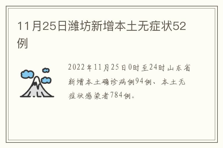 11月25日潍坊新增本土无症状52例