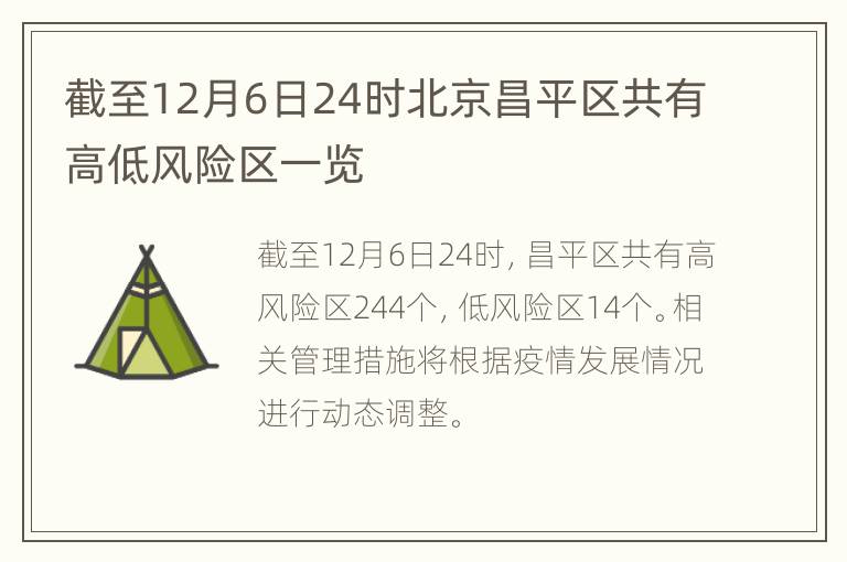 截至12月6日24时北京昌平区共有高低风险区一览