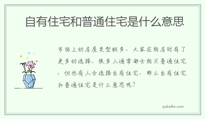 自有住宅和普通住宅是什么意思