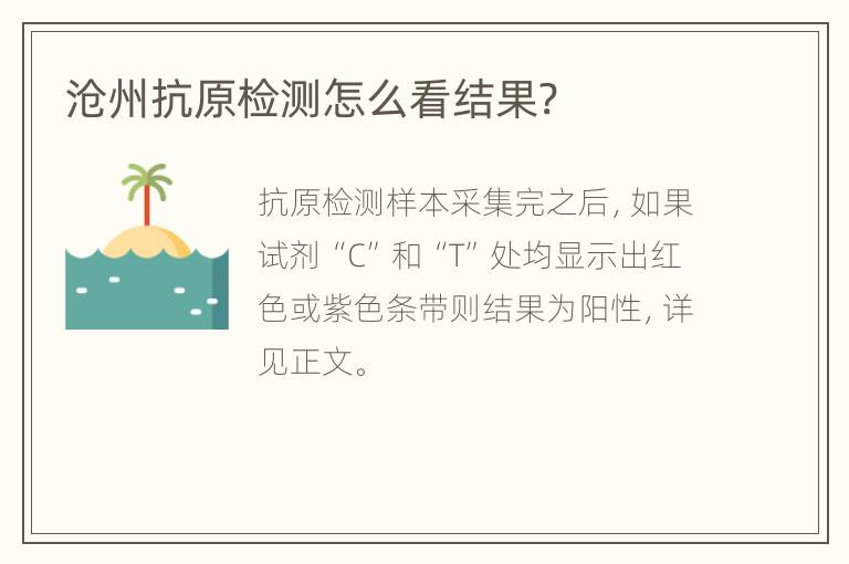 沧州抗原检测怎么看结果?