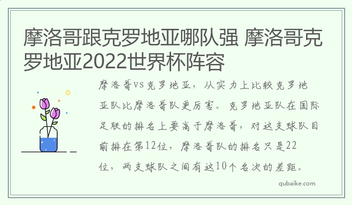 摩洛哥跟克罗地亚哪队强 摩洛哥克罗地亚2022世界杯阵容