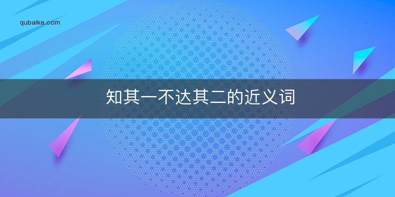 知其一不达其二的近义词