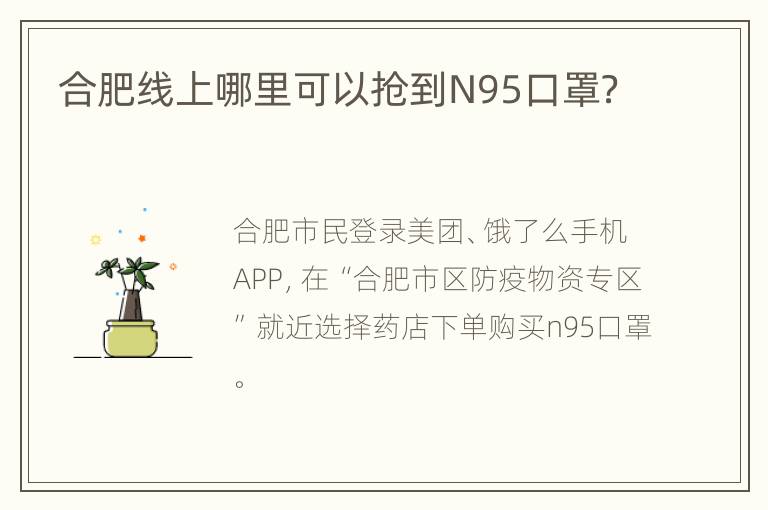 合肥线上哪里可以抢到N95口罩？