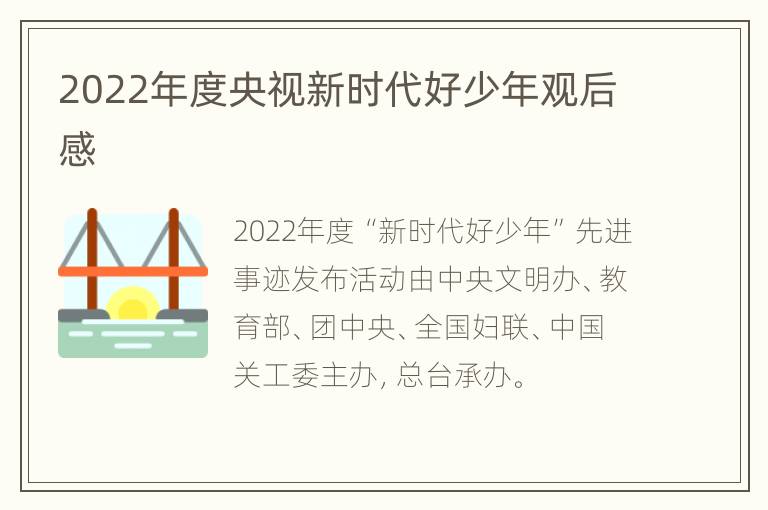 2022年度央视新时代好少年观后感