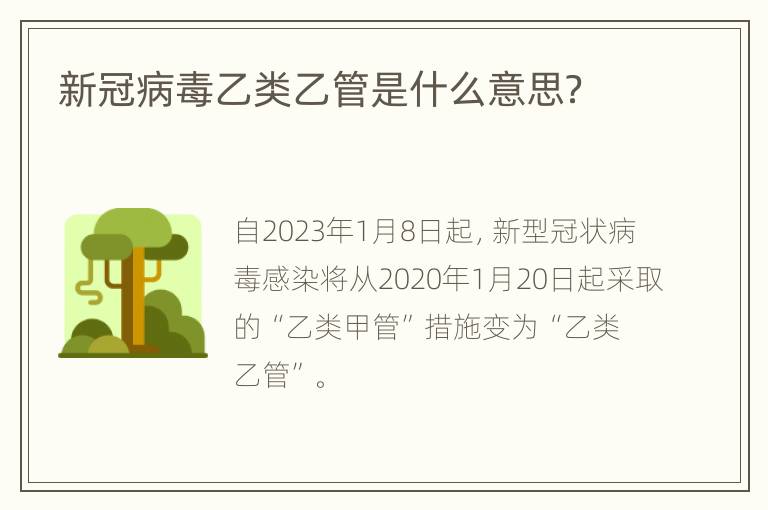 新冠病毒乙类乙管是什么意思？