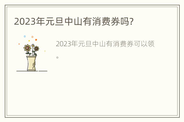 2023年元旦中山有消费券吗？