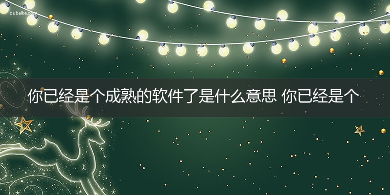 你已经是个成熟的软件了是什么意思 你已经是个成熟的软件了的意思网络流行语