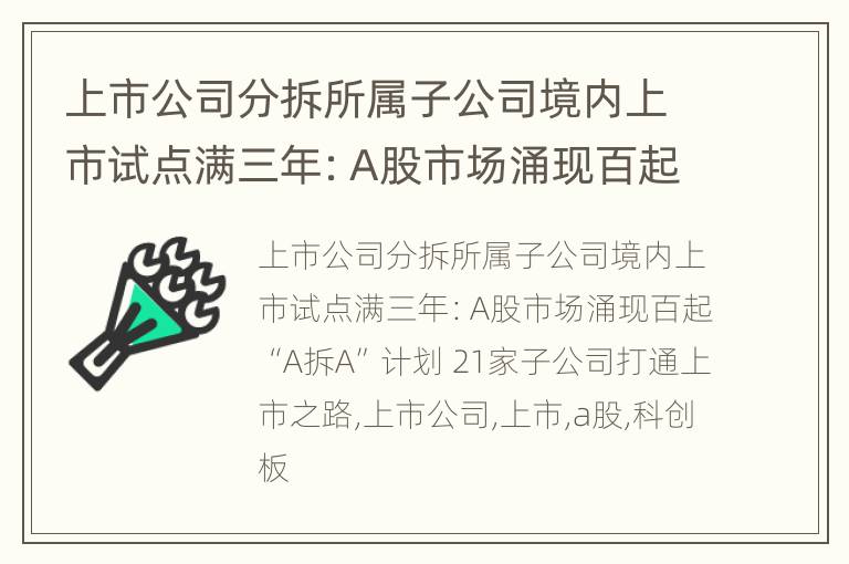 上市公司分拆所属子公司境内上市试点满三年：A股市场涌现百起“A拆A”计划 21家子公司打通上市之路