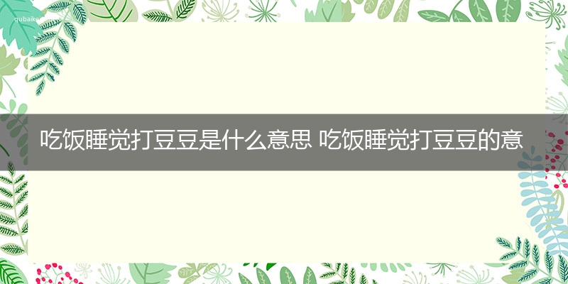 吃饭睡觉打豆豆是什么意思 吃饭睡觉打豆豆的意思网络流行语