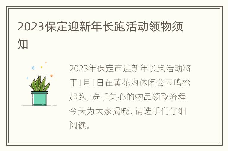 2023保定迎新年长跑活动领物须知