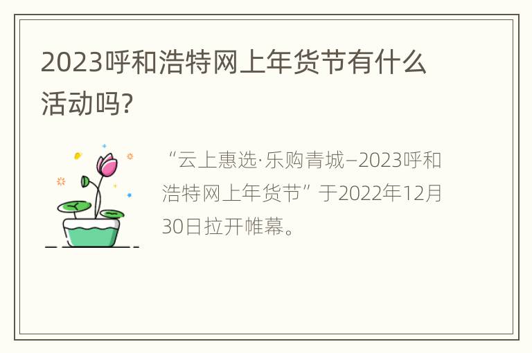 2023呼和浩特网上年货节有什么活动吗？