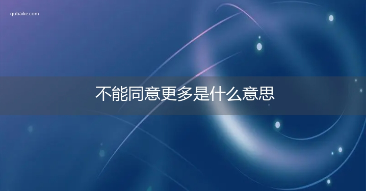 不能同意更多是什么意思