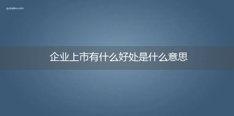 企业上市有什么好处是什么意思