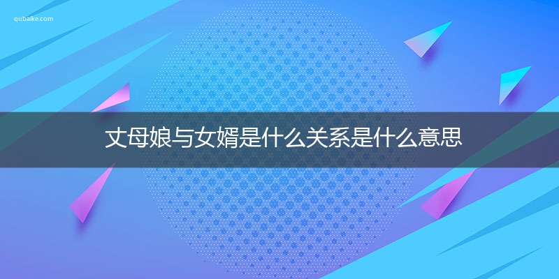 丈母娘与女婿是什么关系是什么意思