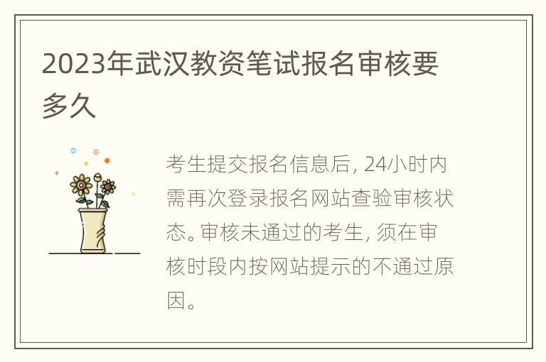 2023年武汉教资笔试报名审核要多久