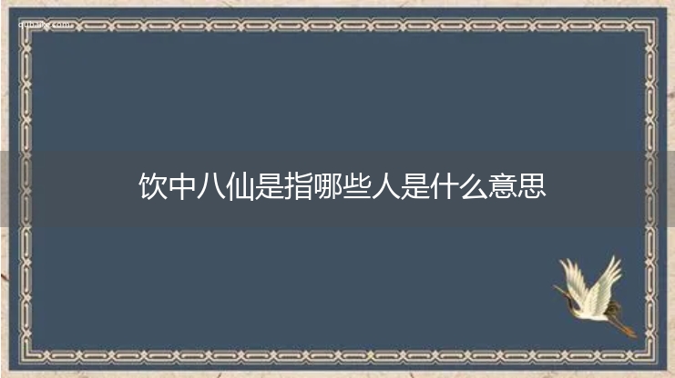 饮中八仙是指哪些人是什么意思