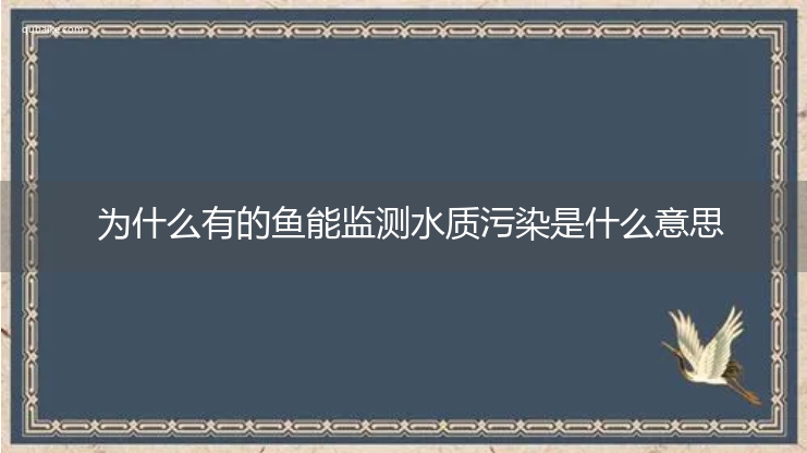 为什么有的鱼能监测水质污染是什么意思