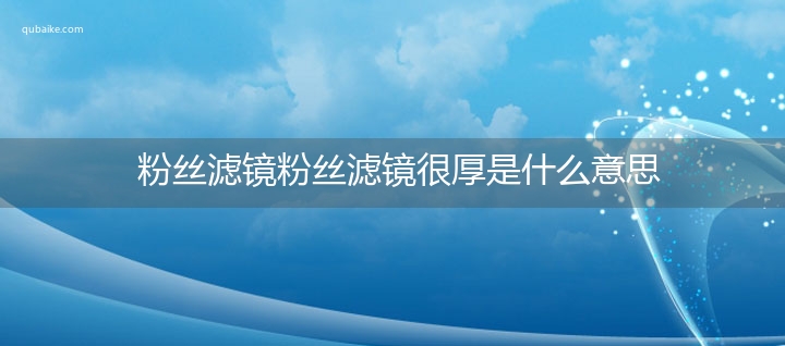 粉丝滤镜粉丝滤镜很厚是什么意思