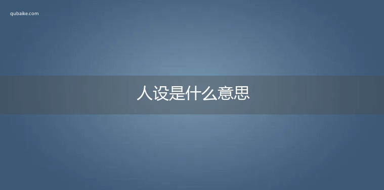 人设是什么意思