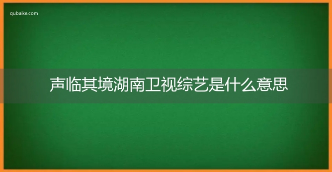 声临其境湖南卫视综艺是什么意思