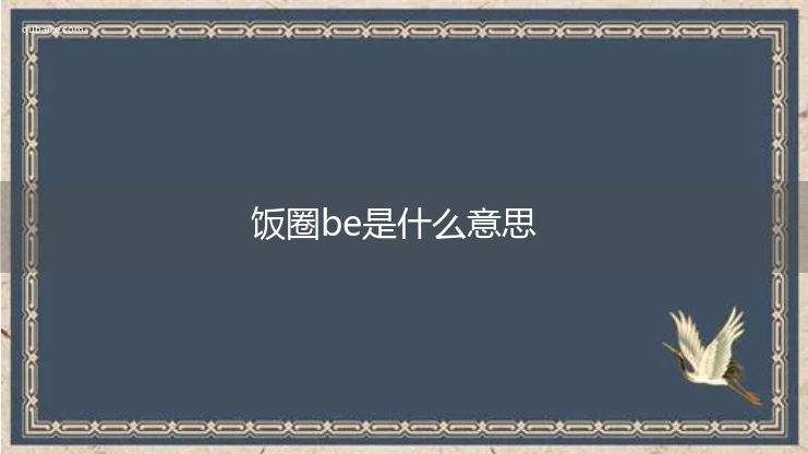 饭圈be是什么意思