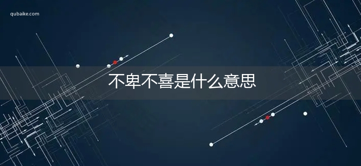 不卑不喜是什么意思