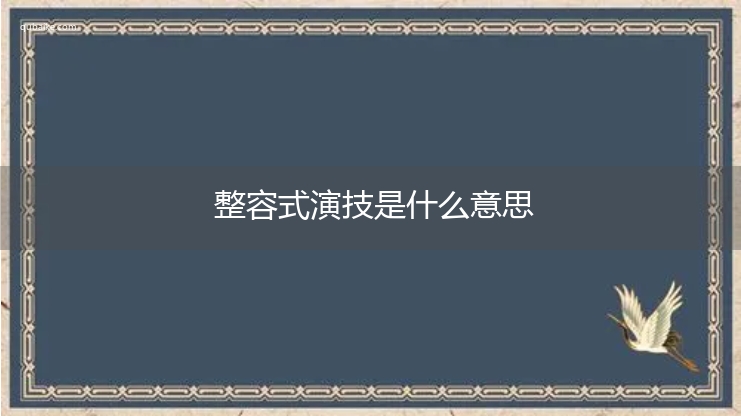 整容式演技是什么意思