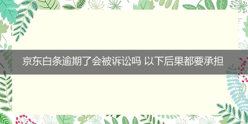 京东白条逾期了会被诉讼吗 以下后果都要承担