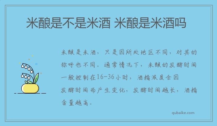 米酿是不是米酒 米酿是米酒吗