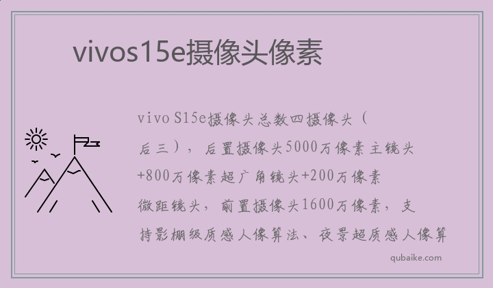 vivos15e摄像头像素