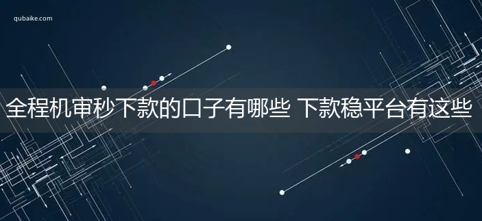 全程机审秒下款的口子有哪些 下款稳平台有这些